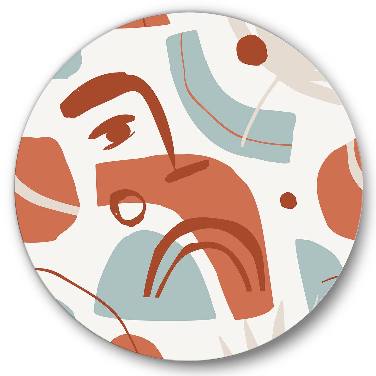 Designart - Geometrical Shapes With Tropical Palm Leaves - Modern Metal Circle Wall Art